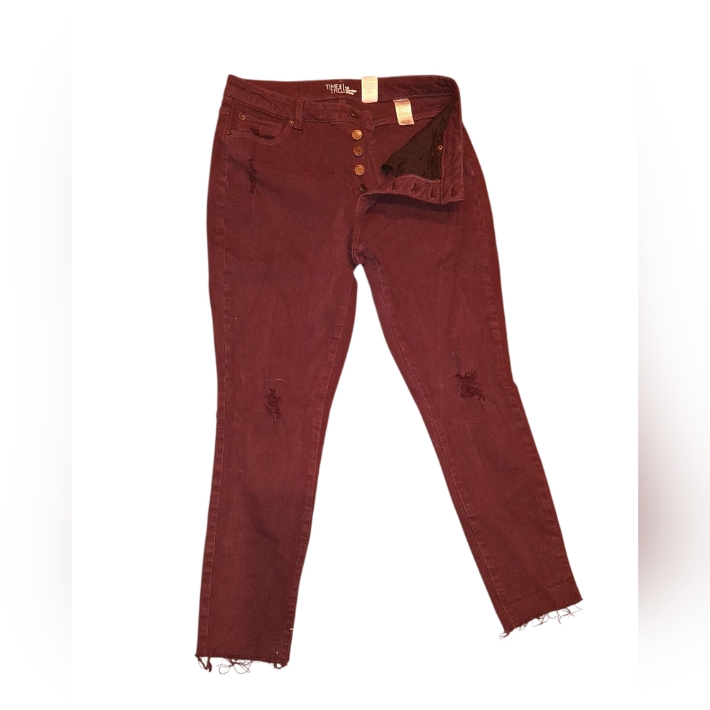 Time and Tru Burgundy Cropped Jeans